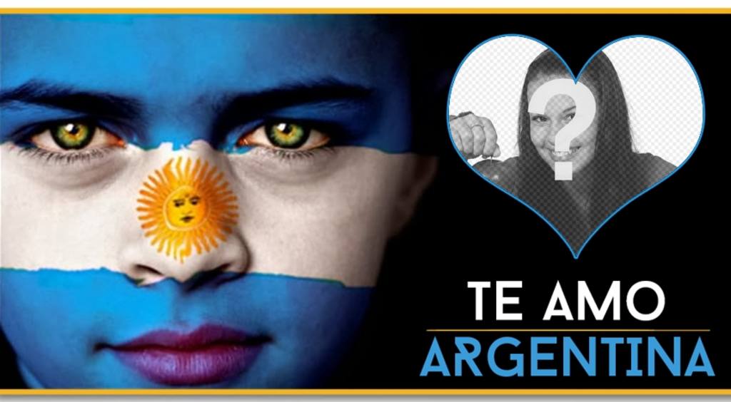 Fotomontaje de Argentina con un marco corazón para poner tus fotografías. ..