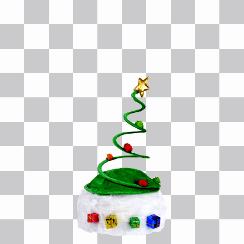 Gorro navideño en forma de árbol de navidad para pegar encima de tus amigos. ..