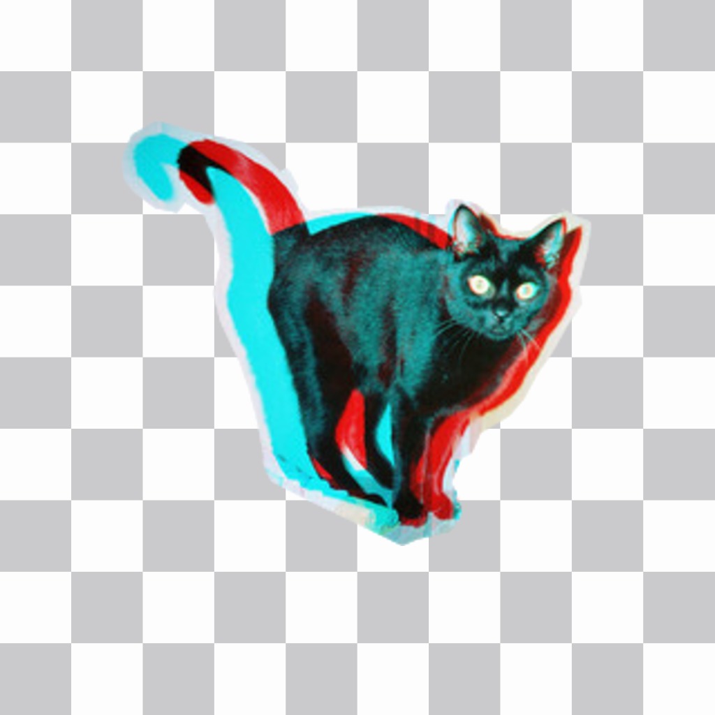 Pegatina de un gato negro en 3D ..