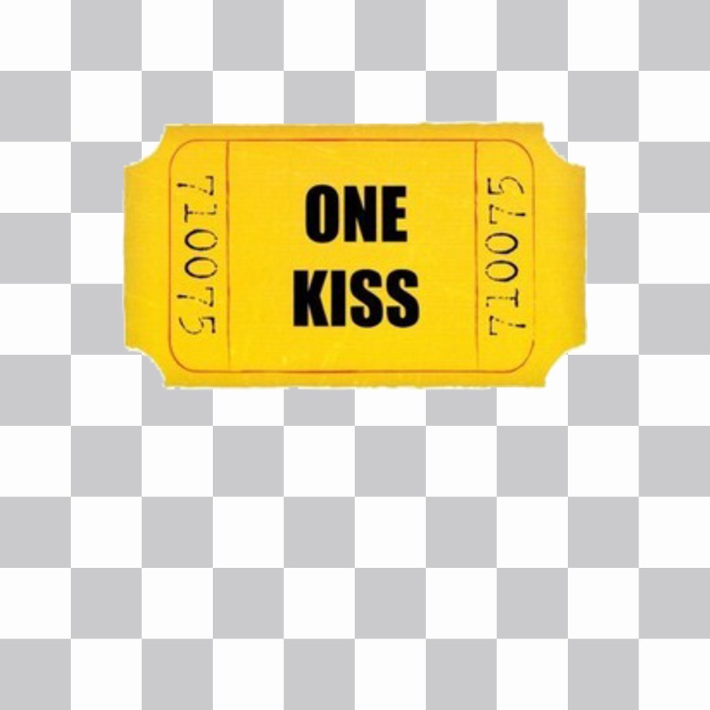 Ticket dorado de ONE KISS para añadir en tus imágenes ..