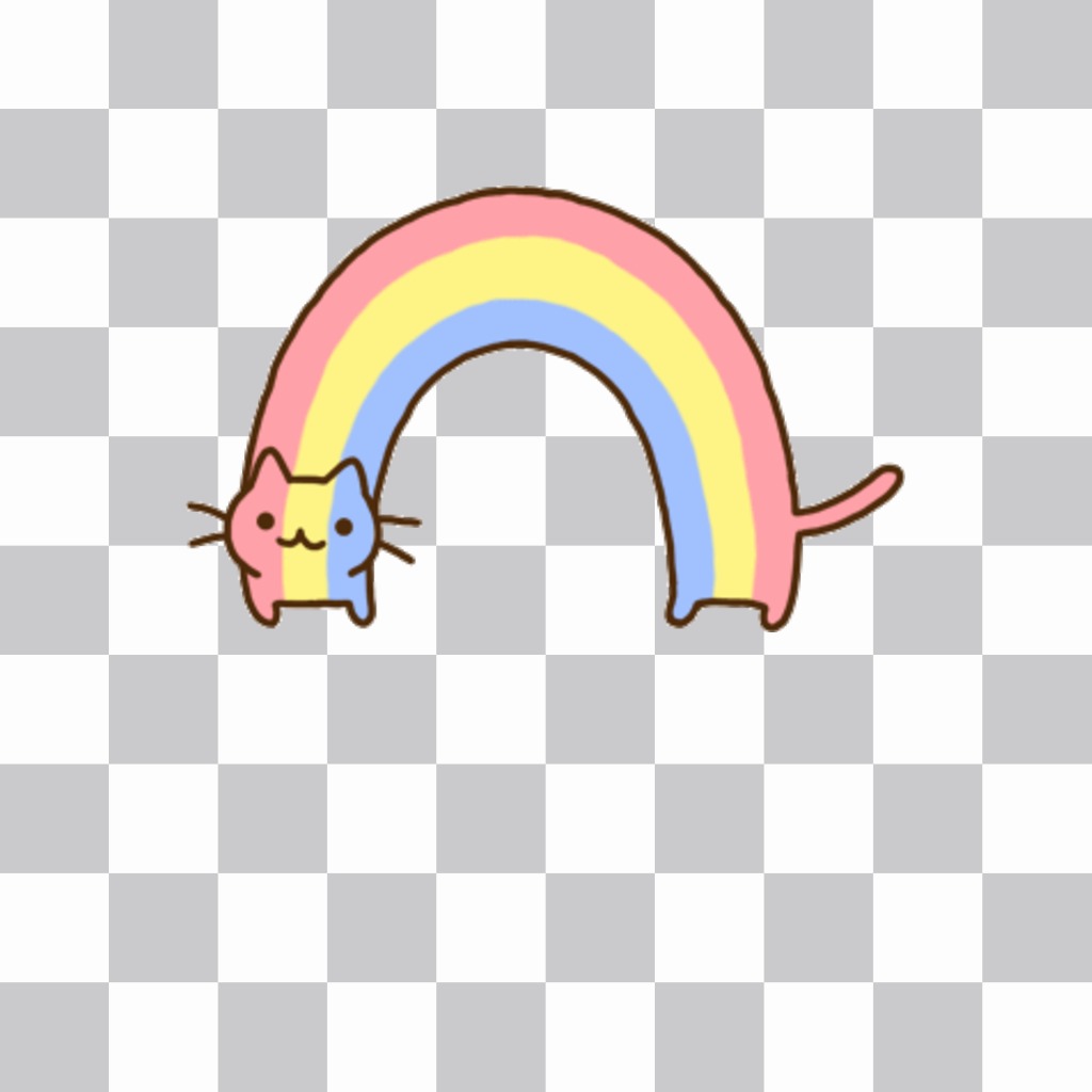 Pegatina de un gato con los colores del arcoíris ..