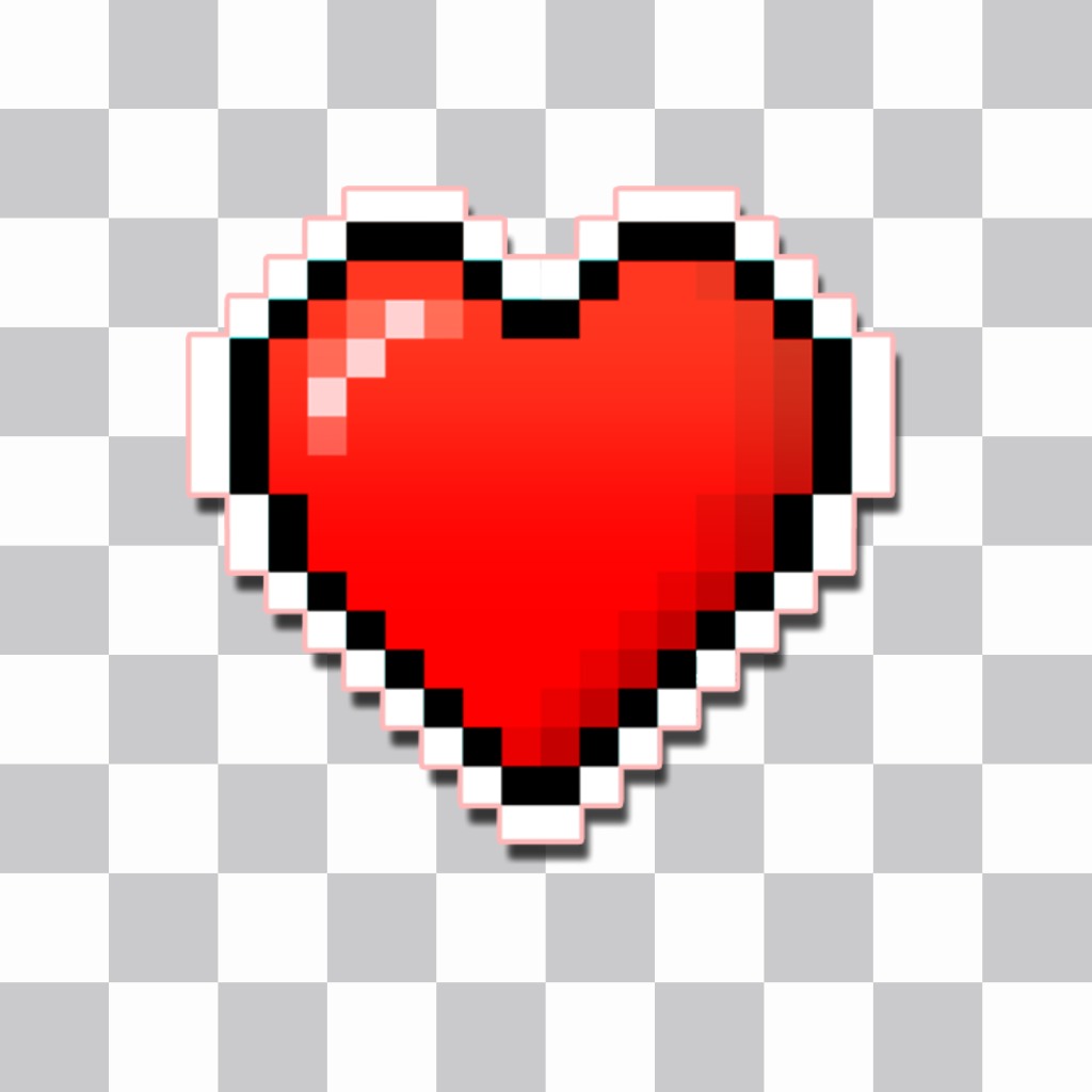 Pegatina de un corazón pixelado para poner en tu foto online ..
