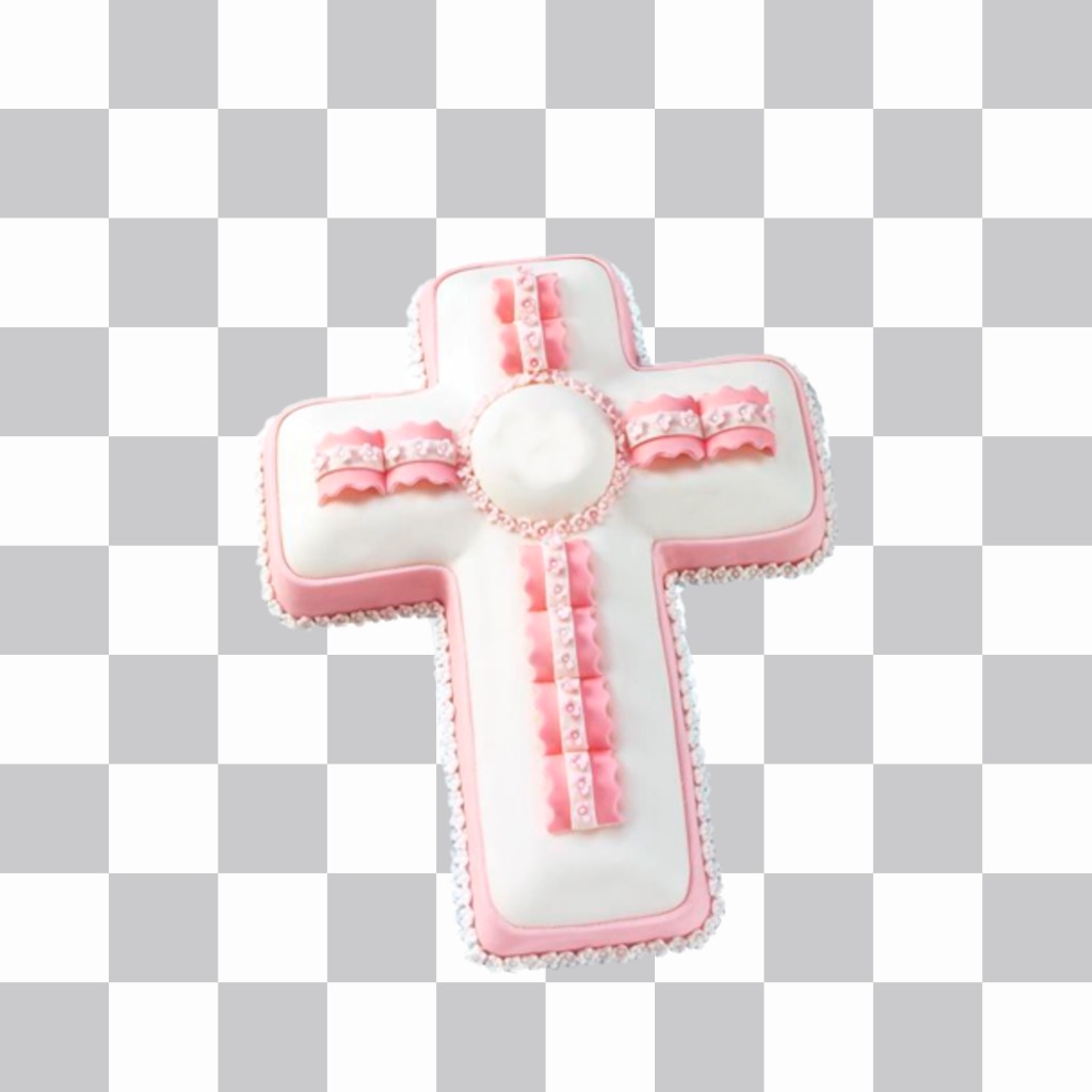Pegatina de una cruz de color rosa y blanco para tus fotos ..