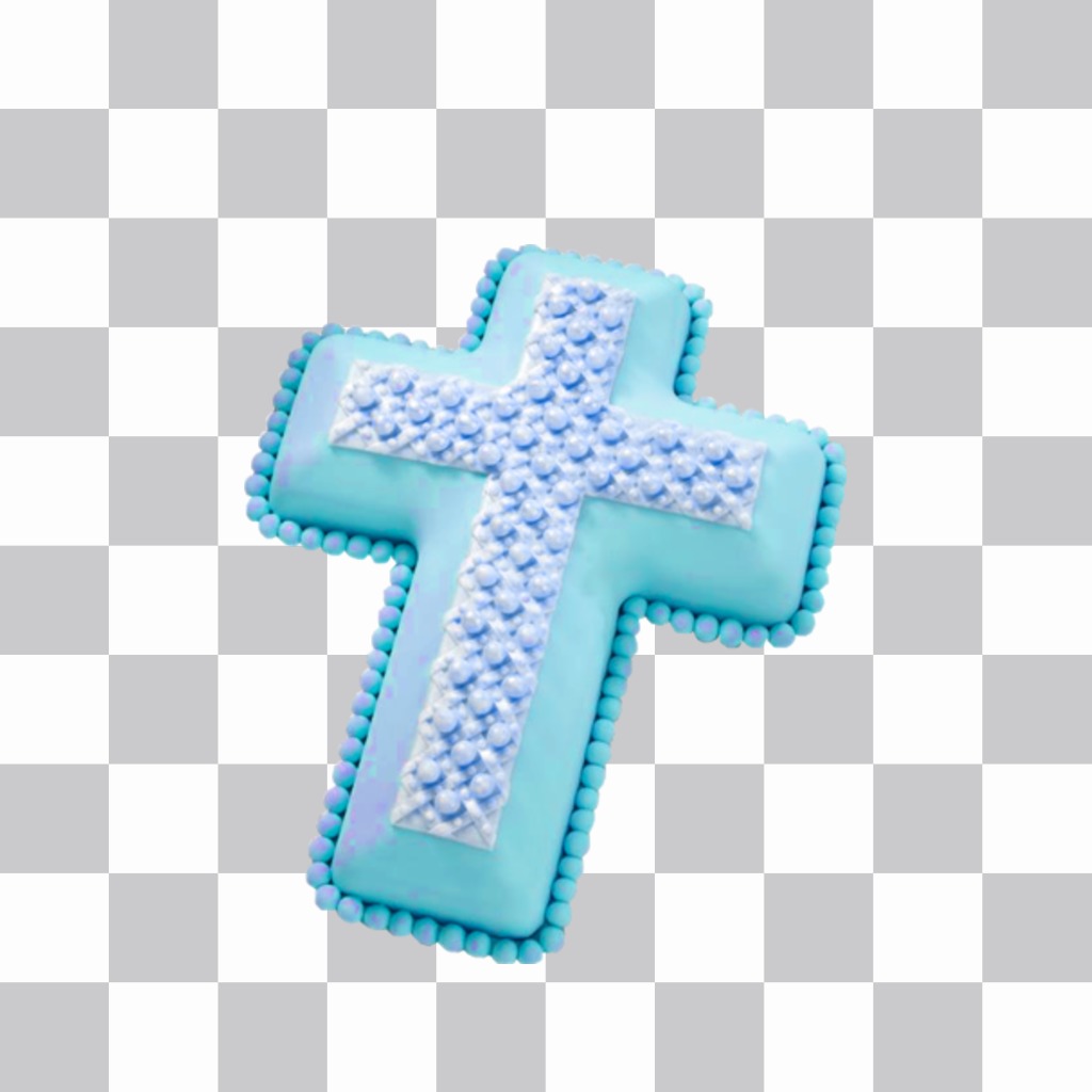 Pegatina de una cruz cristiana de color azul para tu foto ..