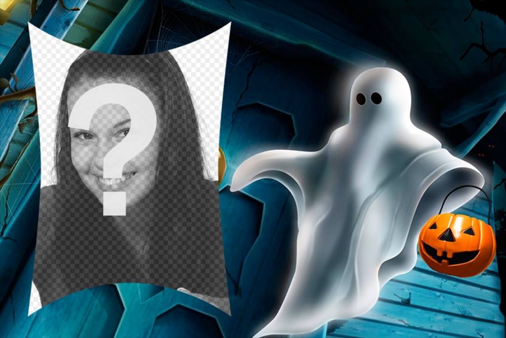 Marco para fotos de Halloween con un fantasma ..