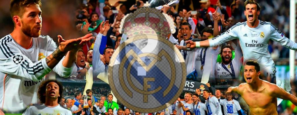 Portada de Facebook del Real Madrid para hacer con tu foto en el escudo  ..
