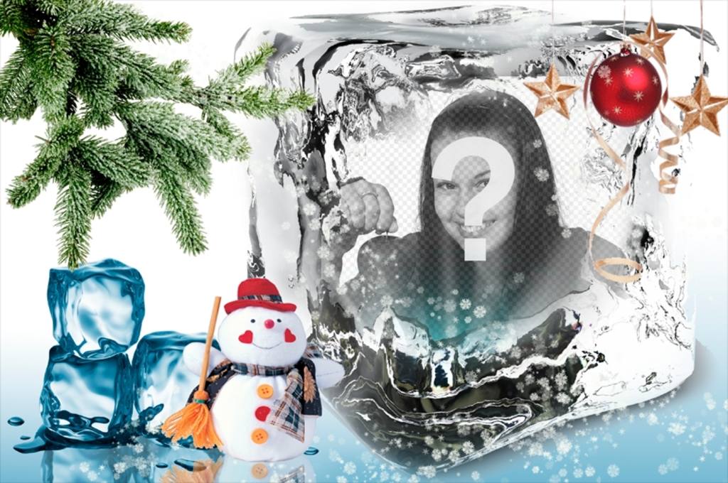 Plantilla de Navidad para poner tu foto en un cubito de hielo. ..