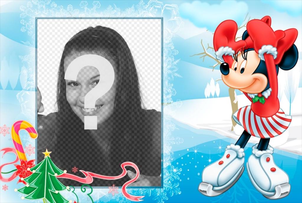 Postal de Navidad infantil con tu foto y Minnie. ..