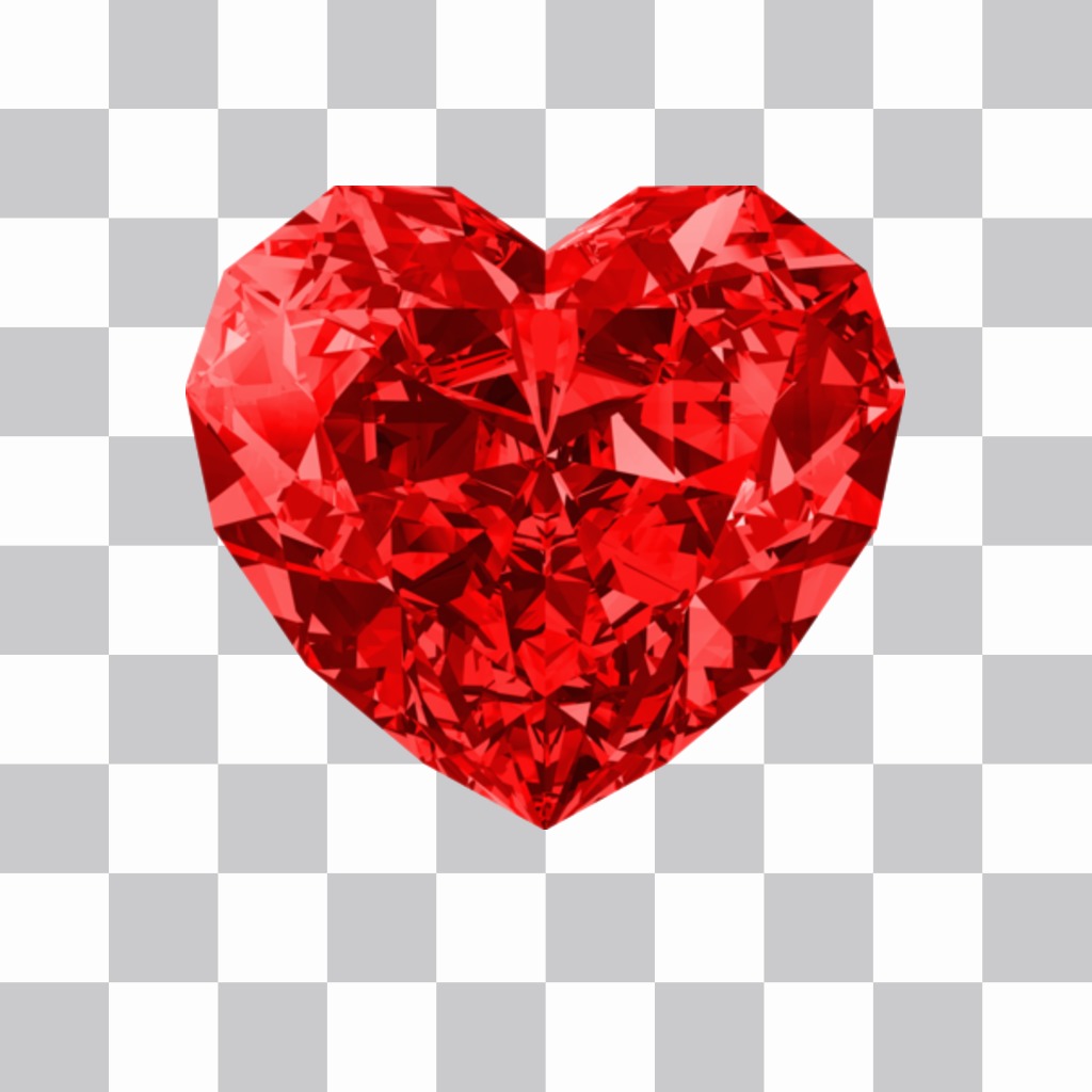 Fotomontaje online para poner un diamante rojo en forma de corazón en tus..