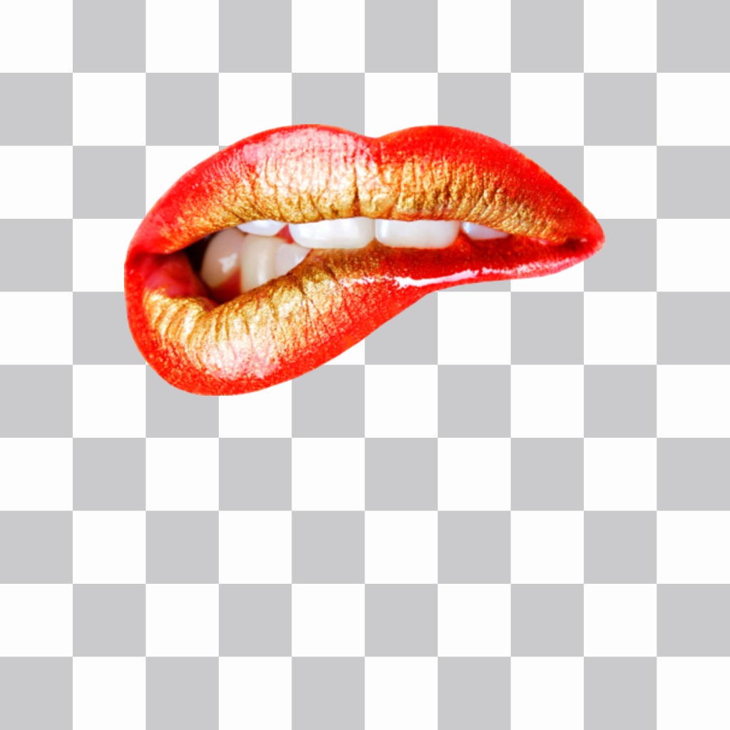 Sticker de labios mordiendose para poner con nuestro editor online en tus..