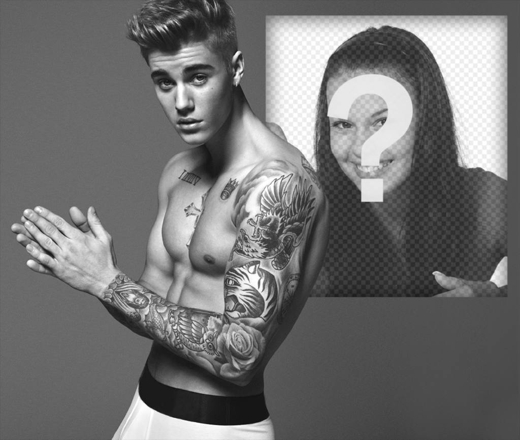 Sube tu foto al lado de Justin Bieber mostrando sus tattoos. ..