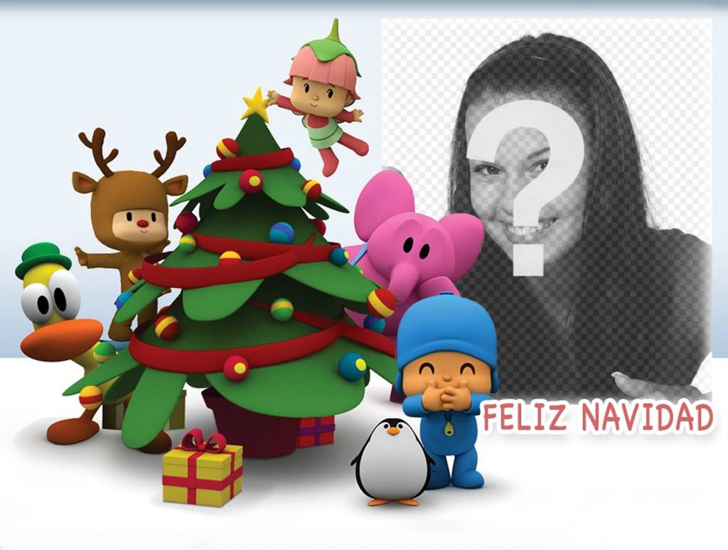 Pocoyo celebra la Navidad con este fotomontaje para tu foto. ..