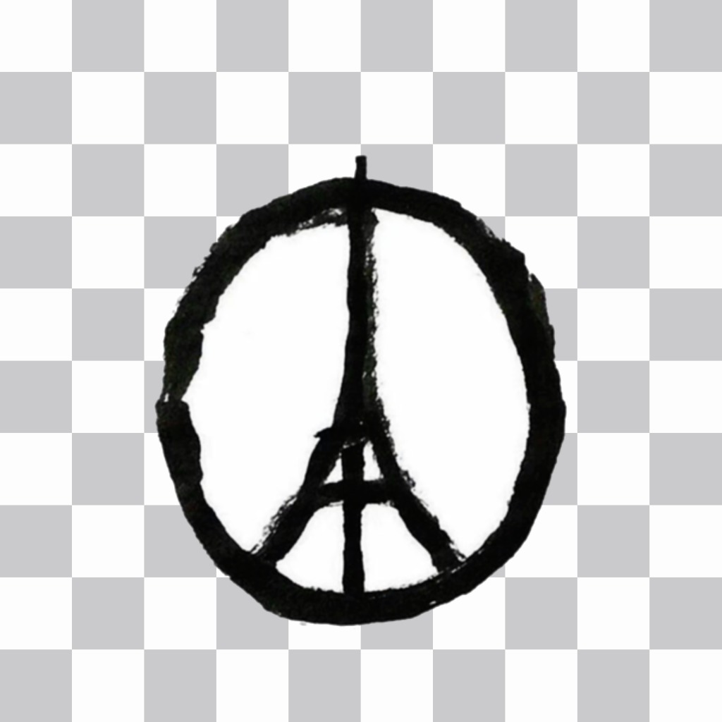 Dibujo de símbolo de la paz con la torre Eiffel en  medio para apoyar a Francia poniéndolo en tu foto de..