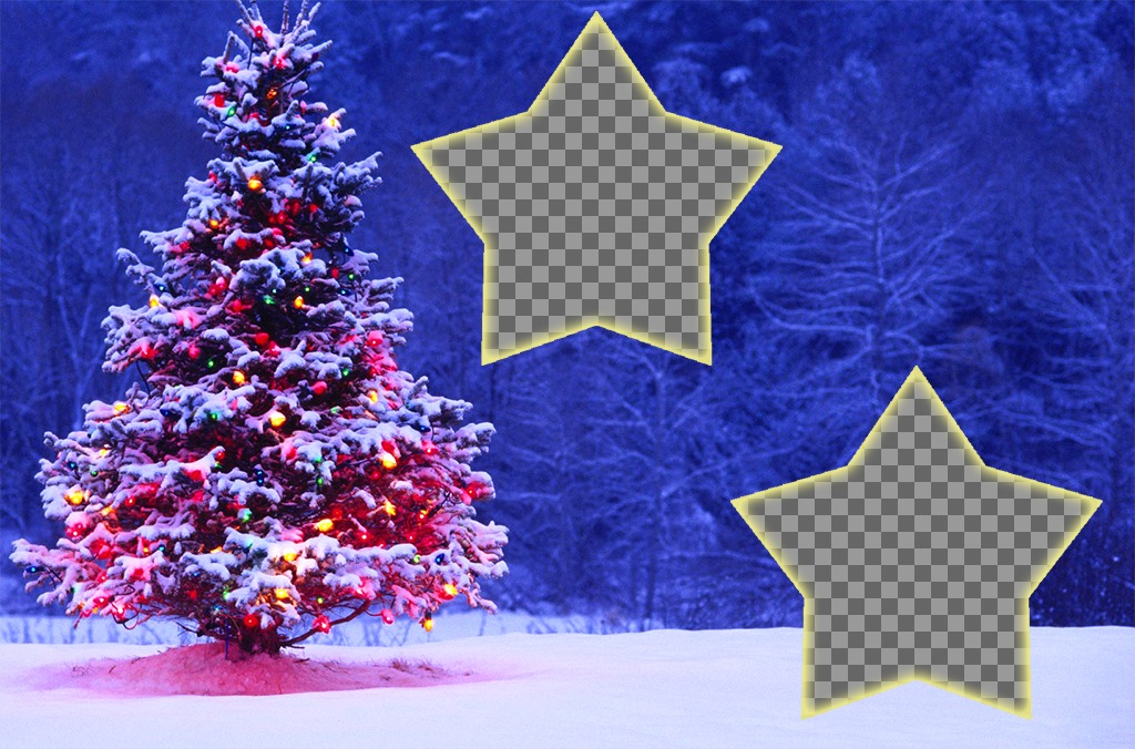 Collage con un árbol de Navidad para poner dos fotos. ..