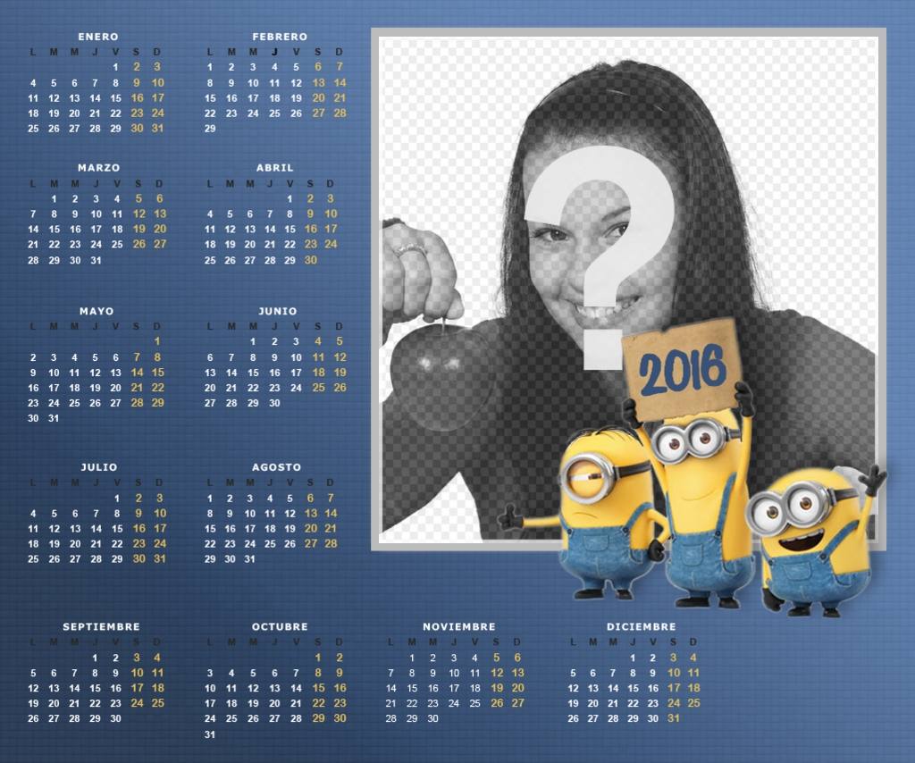 Los Minions en un Calendario 2016 para subir tu foto ..