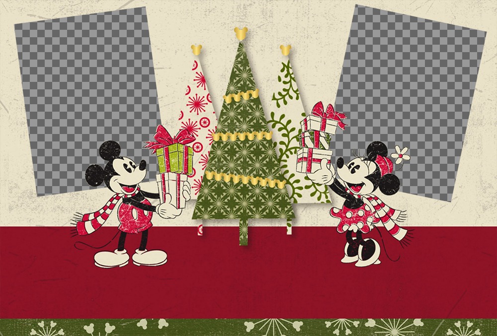 Fotomontaje de Navidad para dos fotos de Mickey y Minnie ..