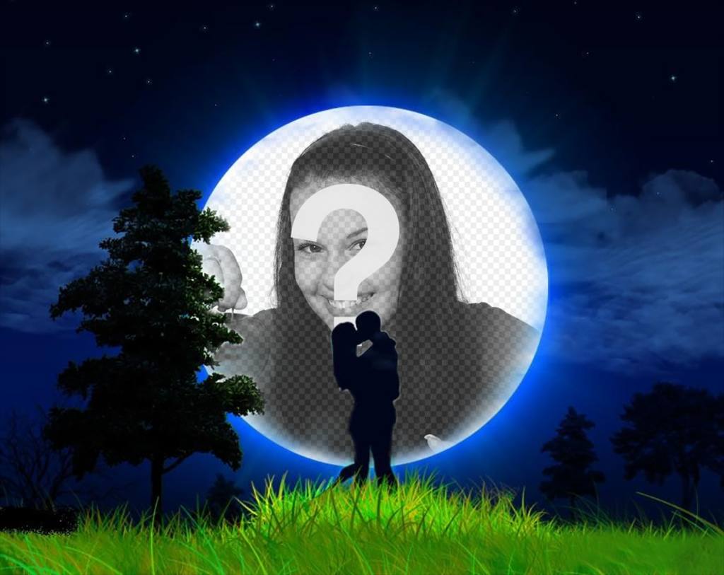 Fotomontaje de amor de una pareja y la luna para tu foto ..