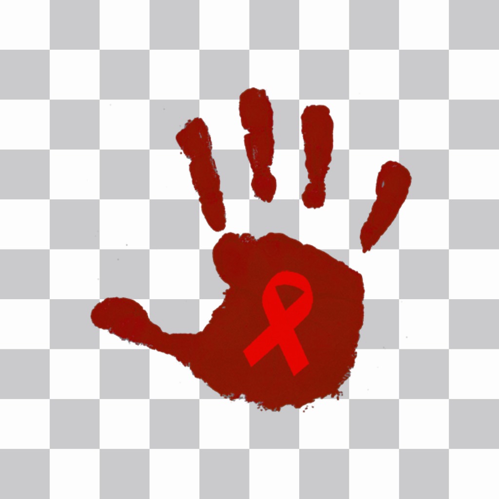 Sticker de mano con lazo rojo del SIDA para tu foto ..