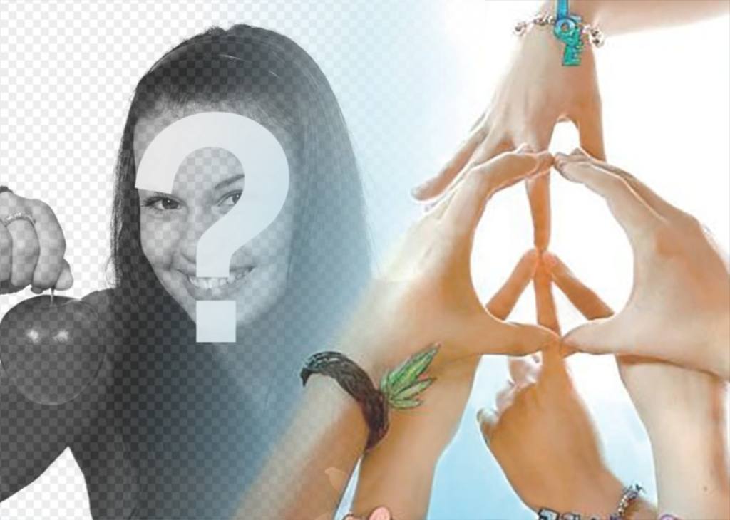 Fotomontaje con manos haciendo el símbolo de la Paz ..