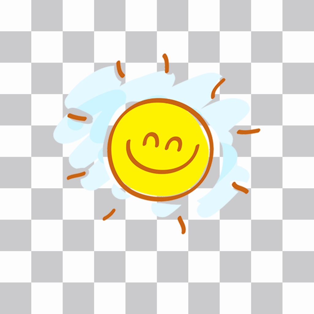 Alegre sticker de un dibujo de un sol con una gran sonrisa ..