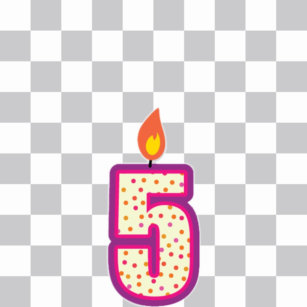 Sticker de una vela con el número cinco para decorar tus fotos ..