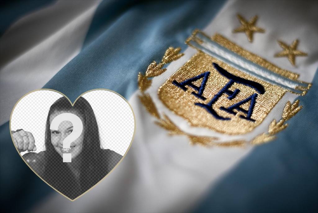 Fotomontaje con la camisa de fútbol de Argentina y añadir tu foto en un corazón ..