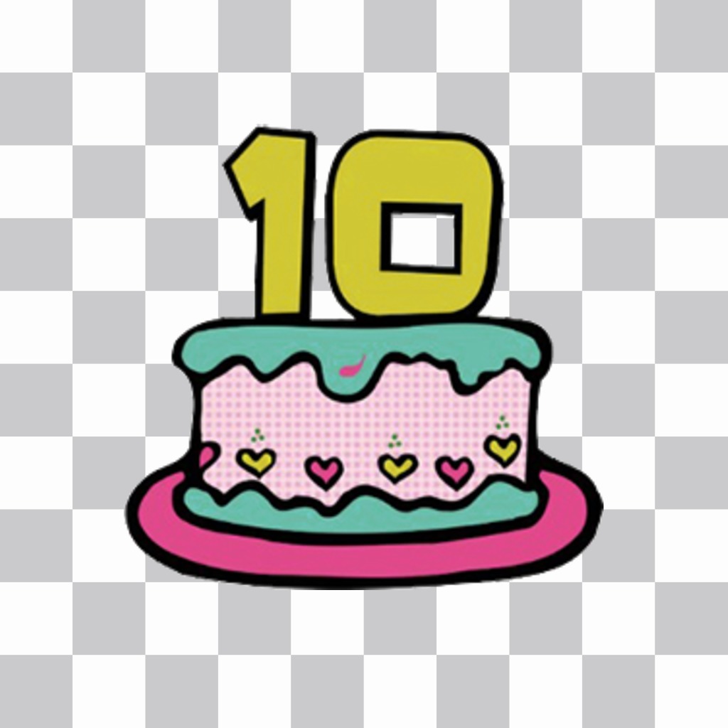 Pegatina de una tarta con el número 10 para decorar tus fotos gratis ..