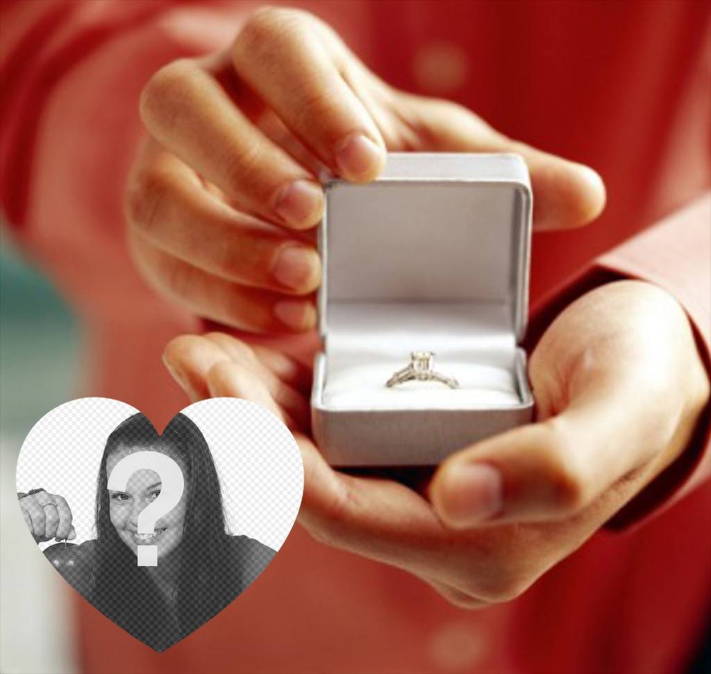 Fotomontaje para declarar matrimonio con un anillo de compromiso ..