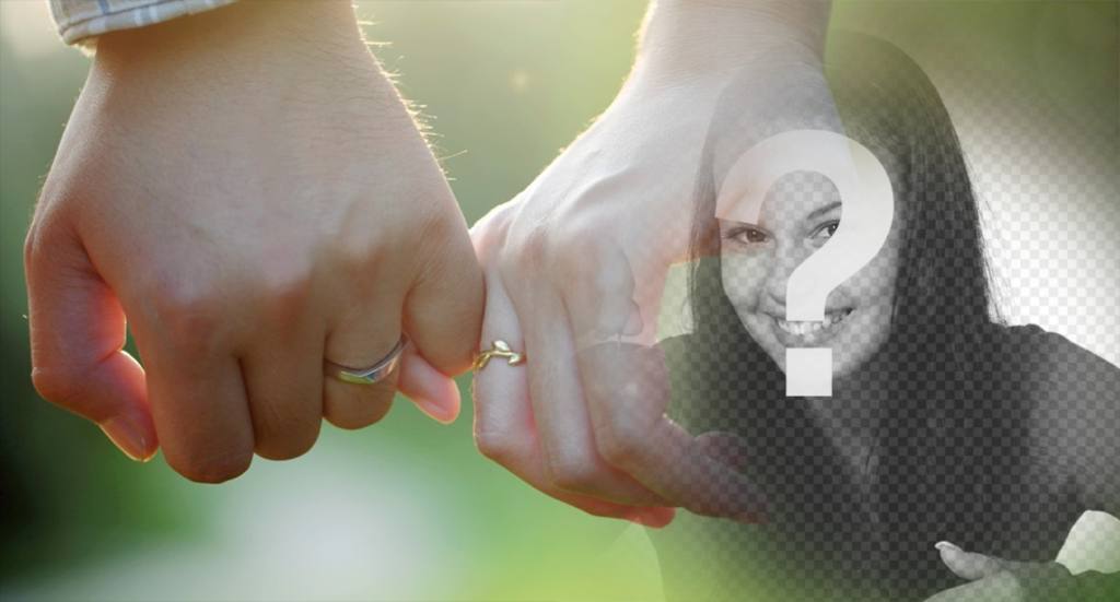 Fotomontaje editable con una pareja tomada de la mano con anillos ..