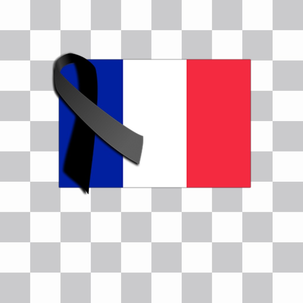 Bandera de Francia con el lazo negro de luto para añadir en tus fotos ..