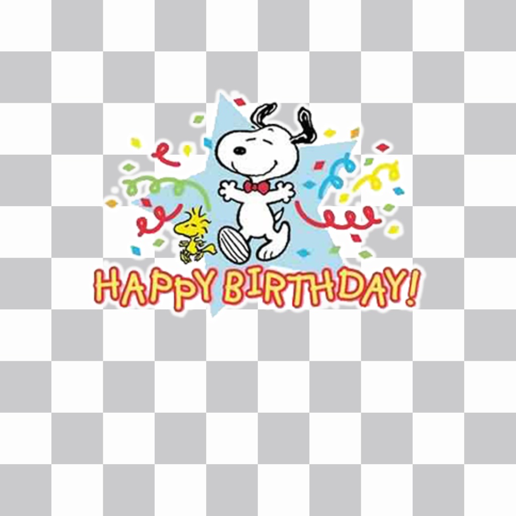Sticker con Snoopy y el texto Happy Birthday para celebrar con tus fotos ..
