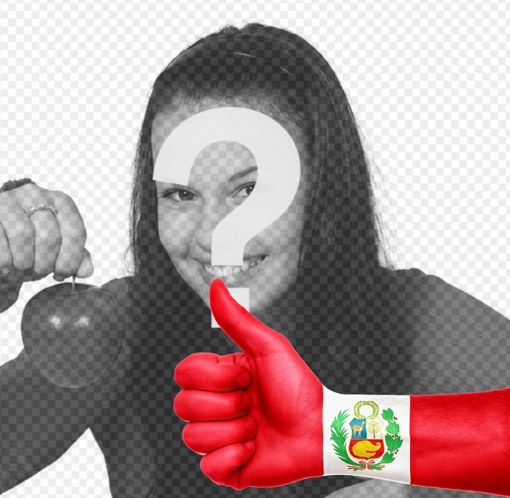 Tu foto con una mano con el pulgar arriba y la bandera de Perú pintada ..