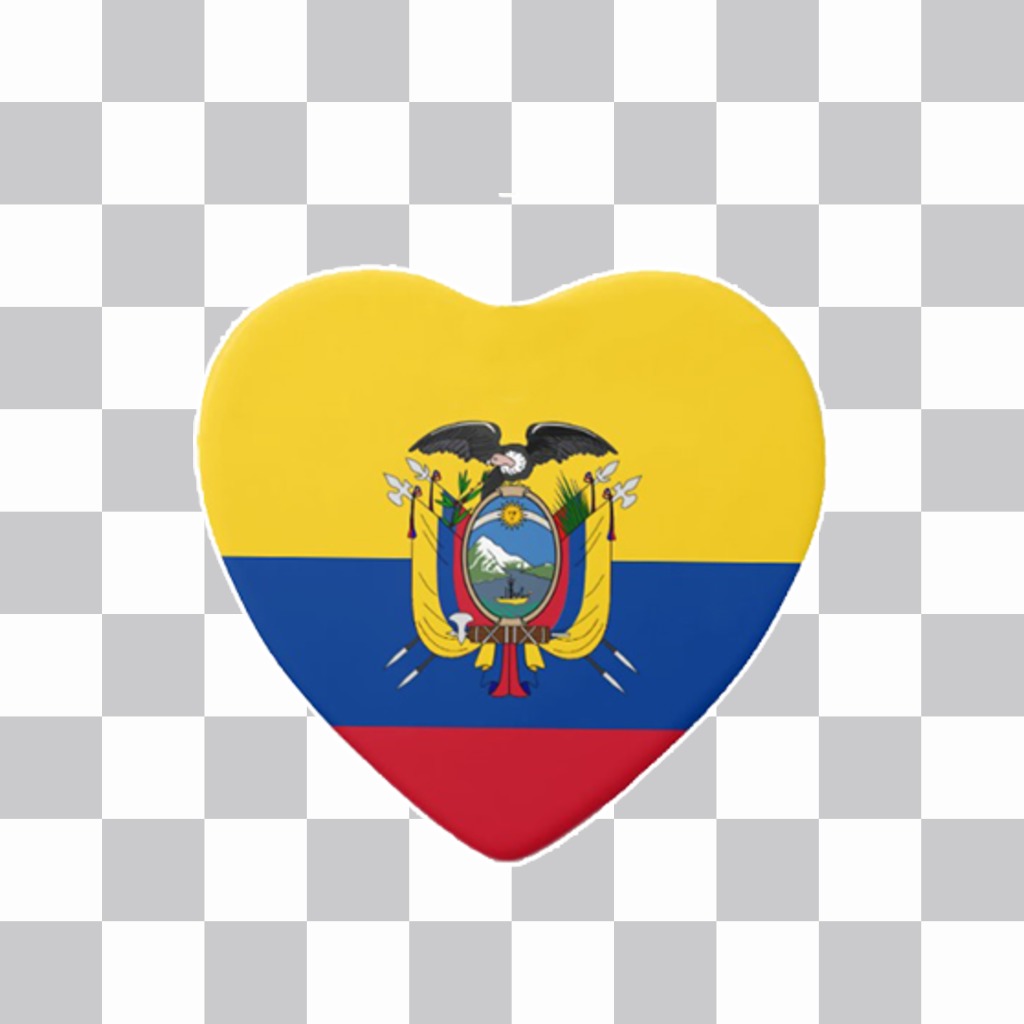Corazón con la bandera de Ecuador para pegar en tus fotografías ..