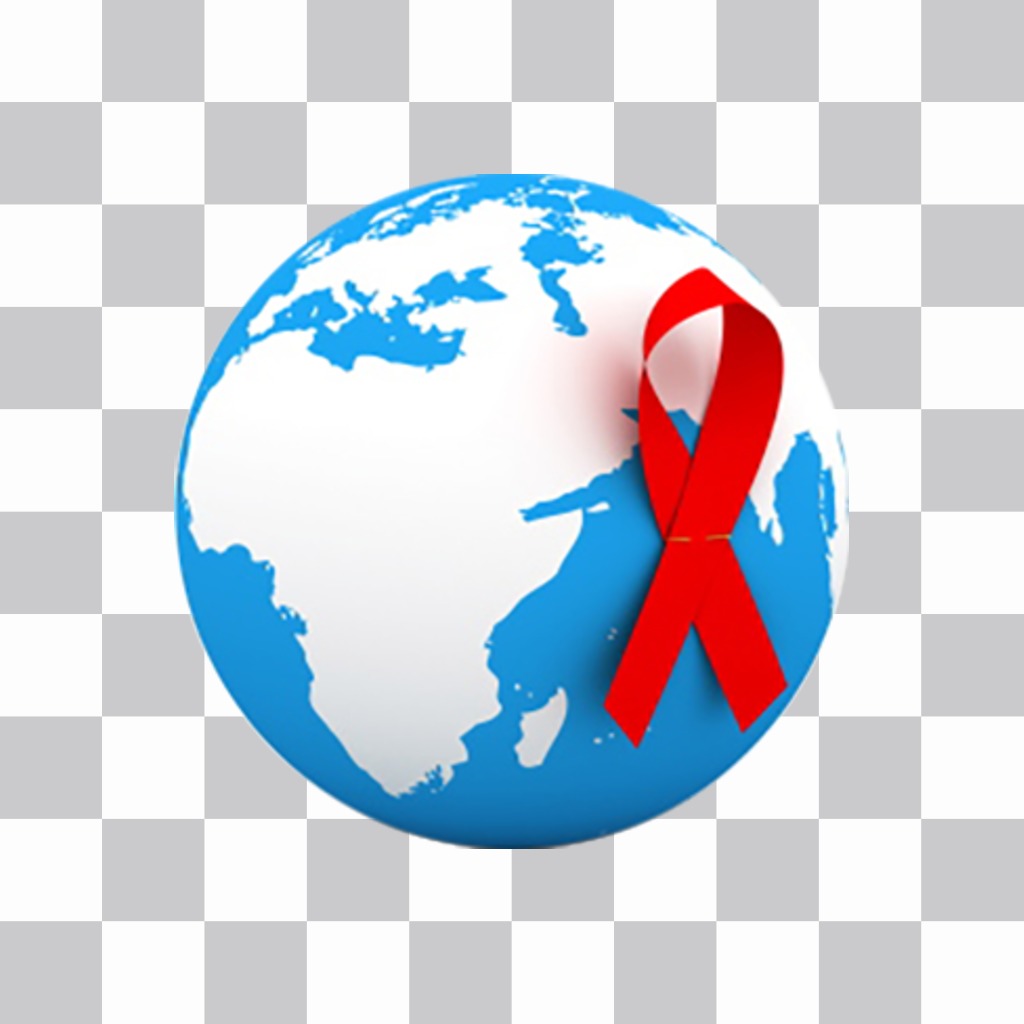 Pegatina para promover la lucha contra el VIH / SIDA añadiéndolo en tus fotos ..