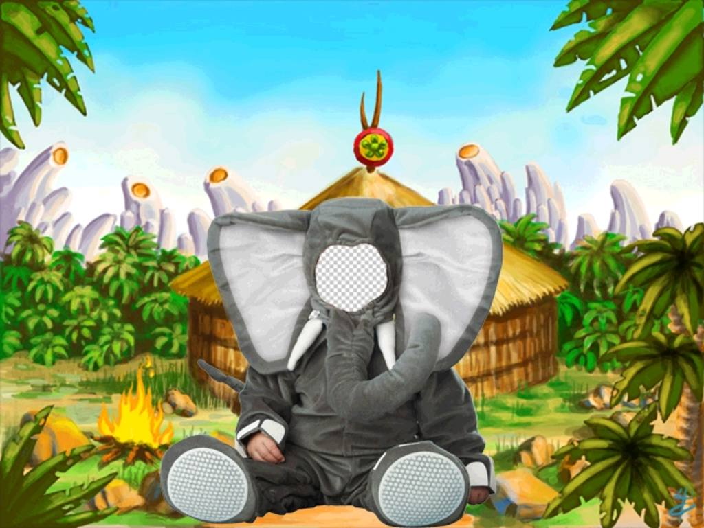 Montaje de disfraz virtual de elefante para los niños ..