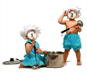 fotomontaje bebes vestidos cocinero les pongas cara