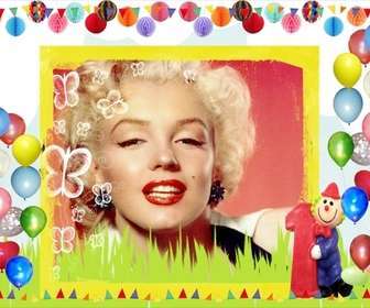 postal cumpleanos bordes globos colores