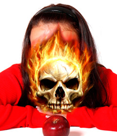 fotomontaje calavera ardiendo poner foto