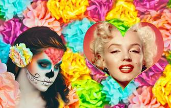 fotomontaje colorido chica maquillada catrina
