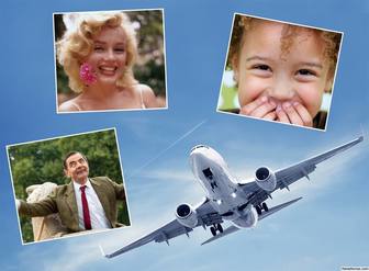 collage gratis tres fotos un avion ideal viajeros