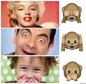 foto collage editar decorar emojis tres monos