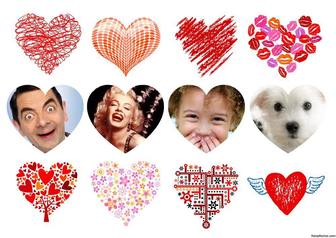 collage editable corazones decorar cuatro fotos