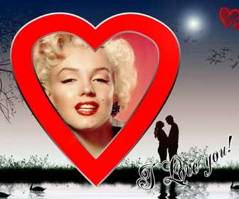 postal san valentin amor lago forma corazon rojo