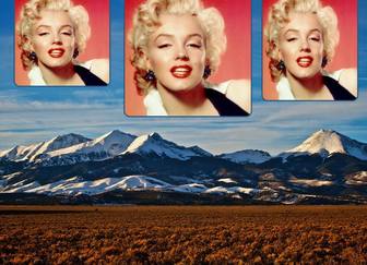 Collage para 3 fotos con un fondo de los Alpes nevados