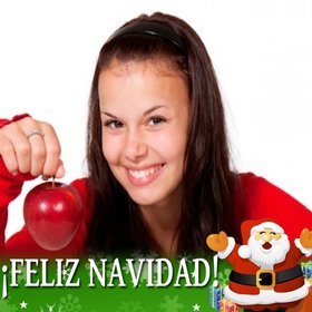 Postal de Papa Noel felicitando la Navidad