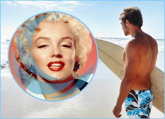 collage foto un surfero playa