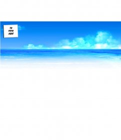 Fondo para twitter de cielo y océano azules personalizable con tu foto