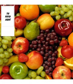 Fondo de twitter con marco de frutas para personalizar con tu foto y texto