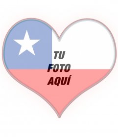 Collage con la bandera de Chile en forma de corazón 