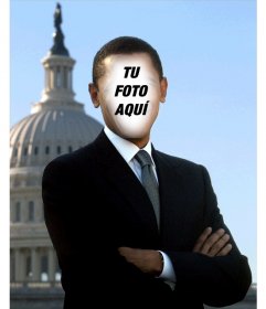 Fotomontaje de Barack Obama, presidente de USA para poner tu foto 